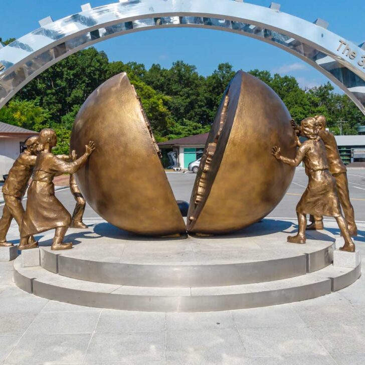 Monument at the end of the third tunnel at the DMZ near Seoul South Korea