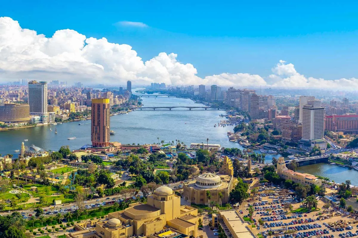 Panorama of Cairo cityscape from the Cairo Tower in Cairo Egypt