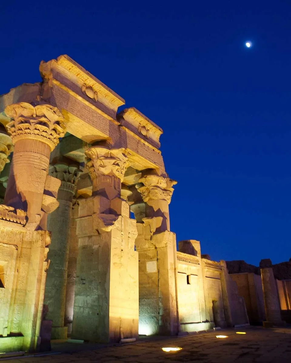 Temple of Kom Ombo at night on a cruise from Aswan to Luxor Egypt