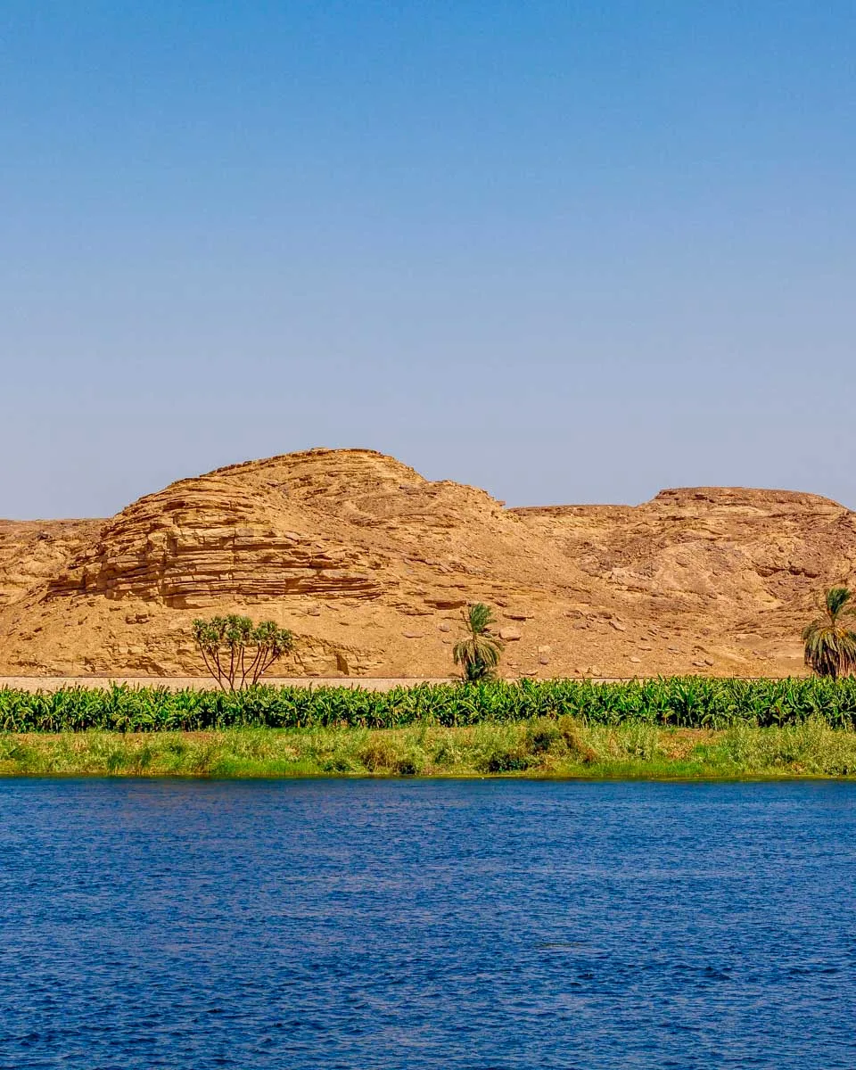 The Nile River seen on a cruise from Aswan to Luxor Egypt