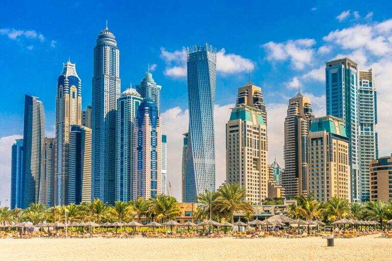 View of the Dubai skyline in Dubai