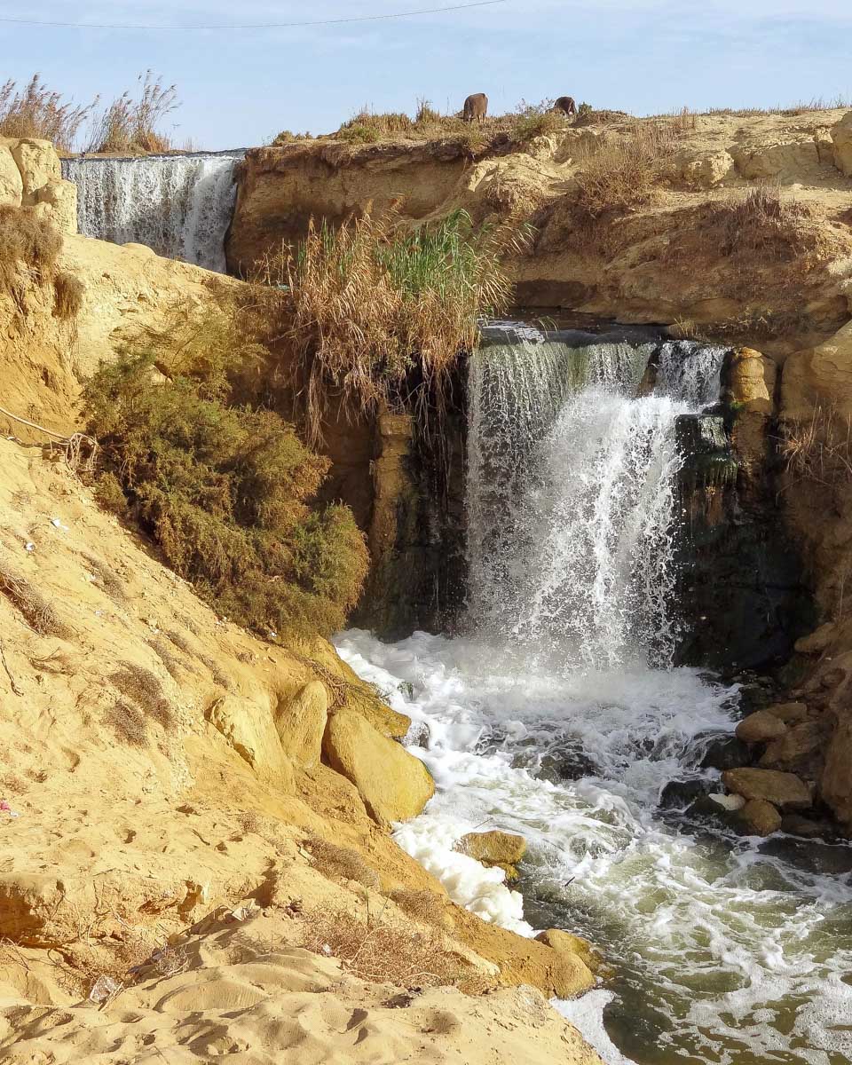 Wadi Elrayan waterfalls seen on a tour from Cairo Egypt