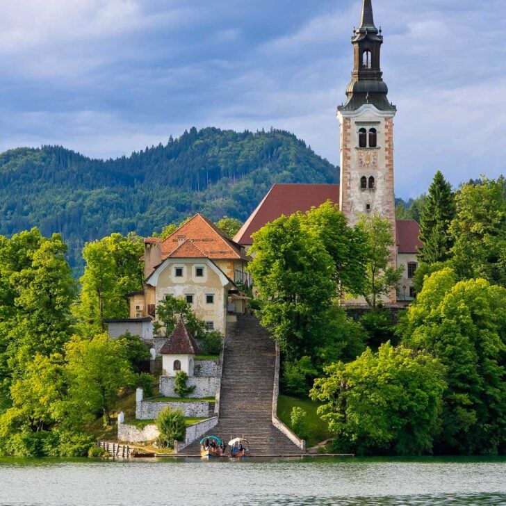 A church in Lake Bled seen on a tour from Ljubljana Slovenia