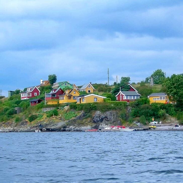 Homes on the Oslo Fjord on a cruise from Oslo Norway 2
