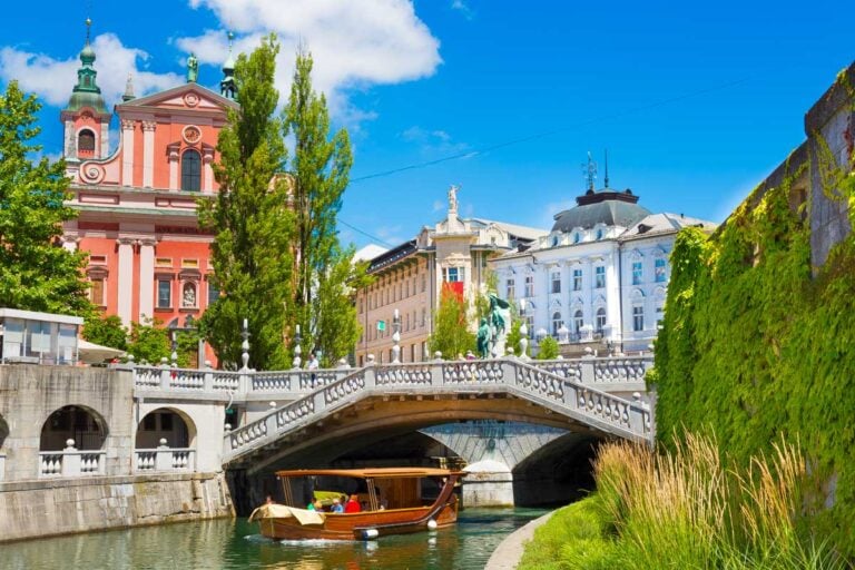 Ljubljana River in Ljublijana Slovenia