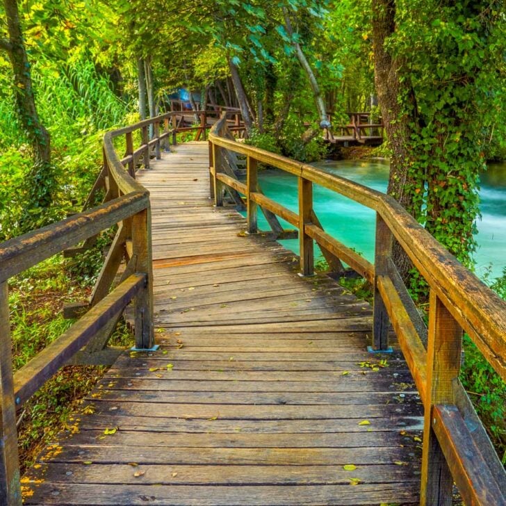 A boardwalk seen in Krka National Park on a tour from Split Croatia