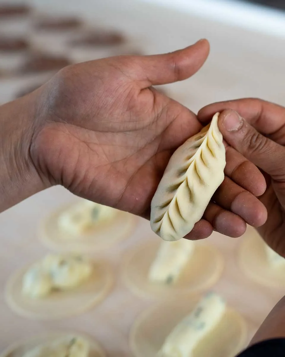 A handmade Culurgiones that we made during a cooking class in Cagliari Italy