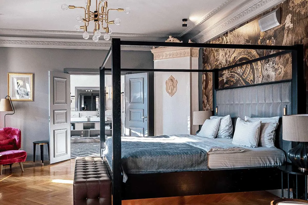 A hotel room at the Grand Poet Hotel in Riga Latvia