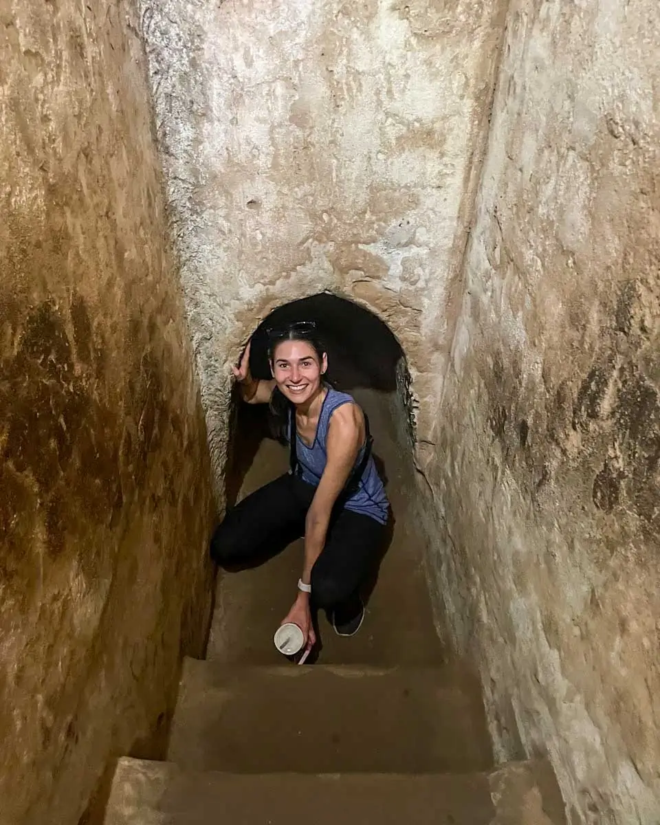Britnni inside Cu Chi Tunnels in Vietnam