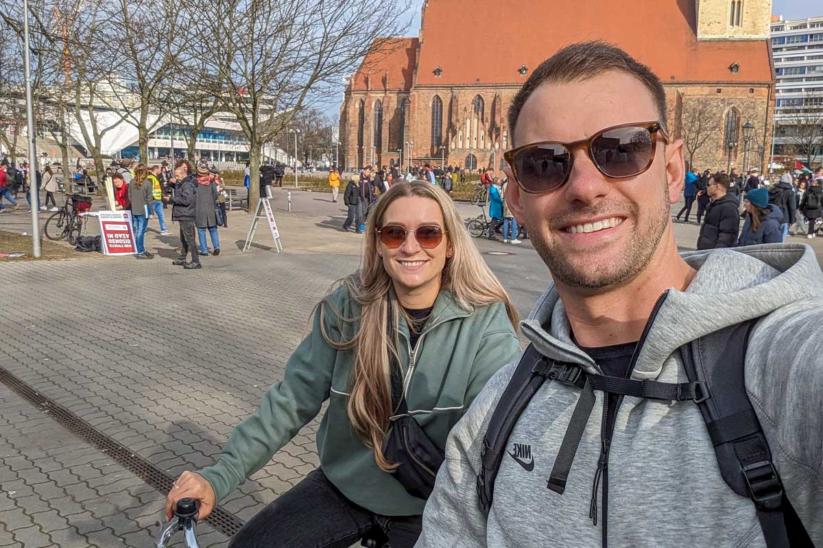 Daniel-and-Bailey-take-a-selfie-in-Sofia Bulgaria