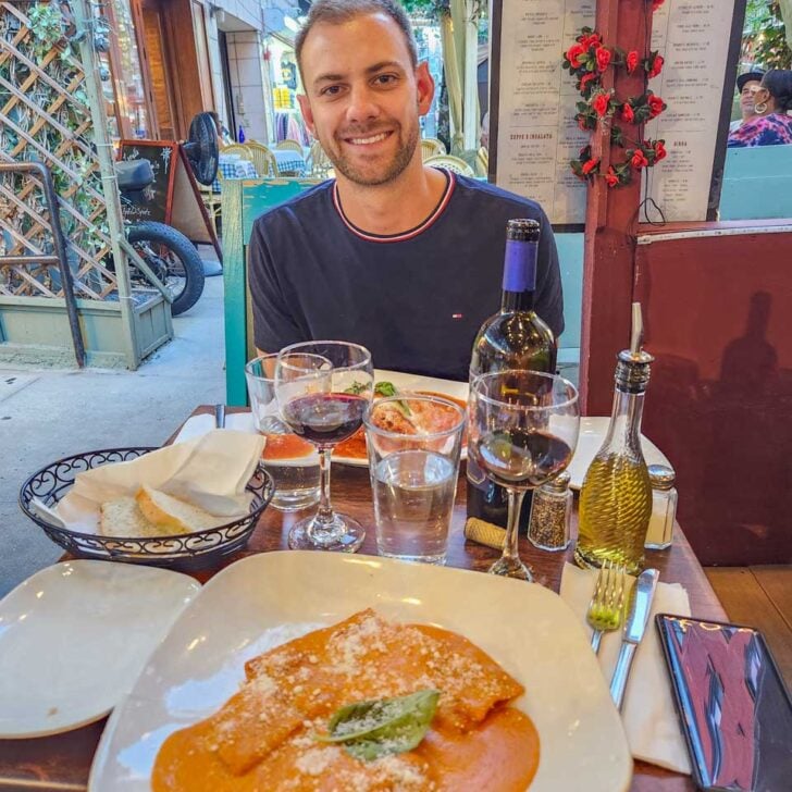 Daniel-enjoys-a-pasta-dish-on a food tour in Bologna Italy