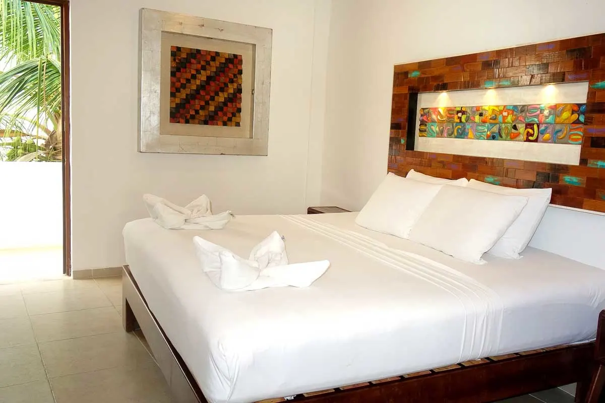 Hotel room at El Fuerte Beach Resort near Costa Maya, Mexico