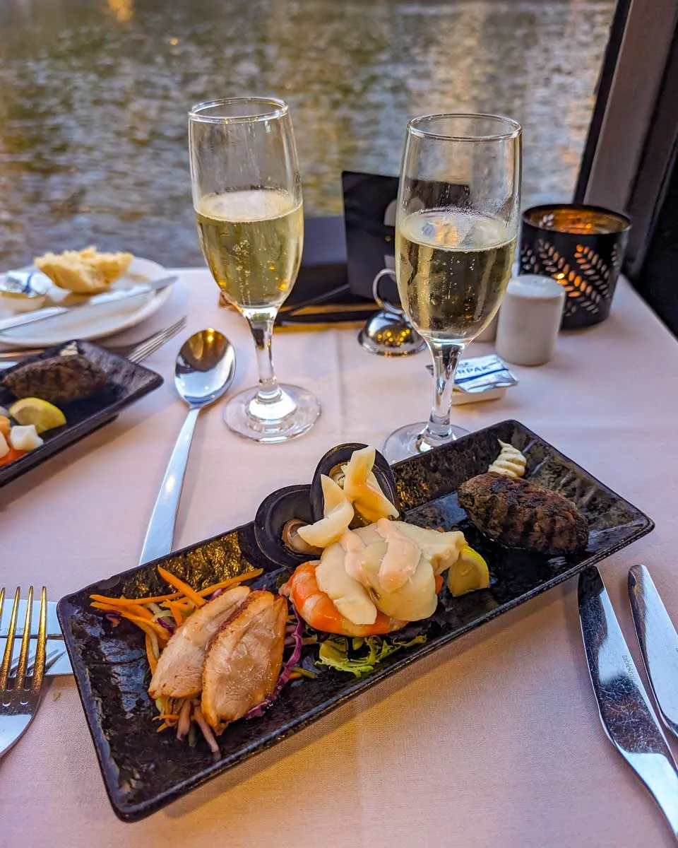 Lunch on a Seine River cruise in Paris France