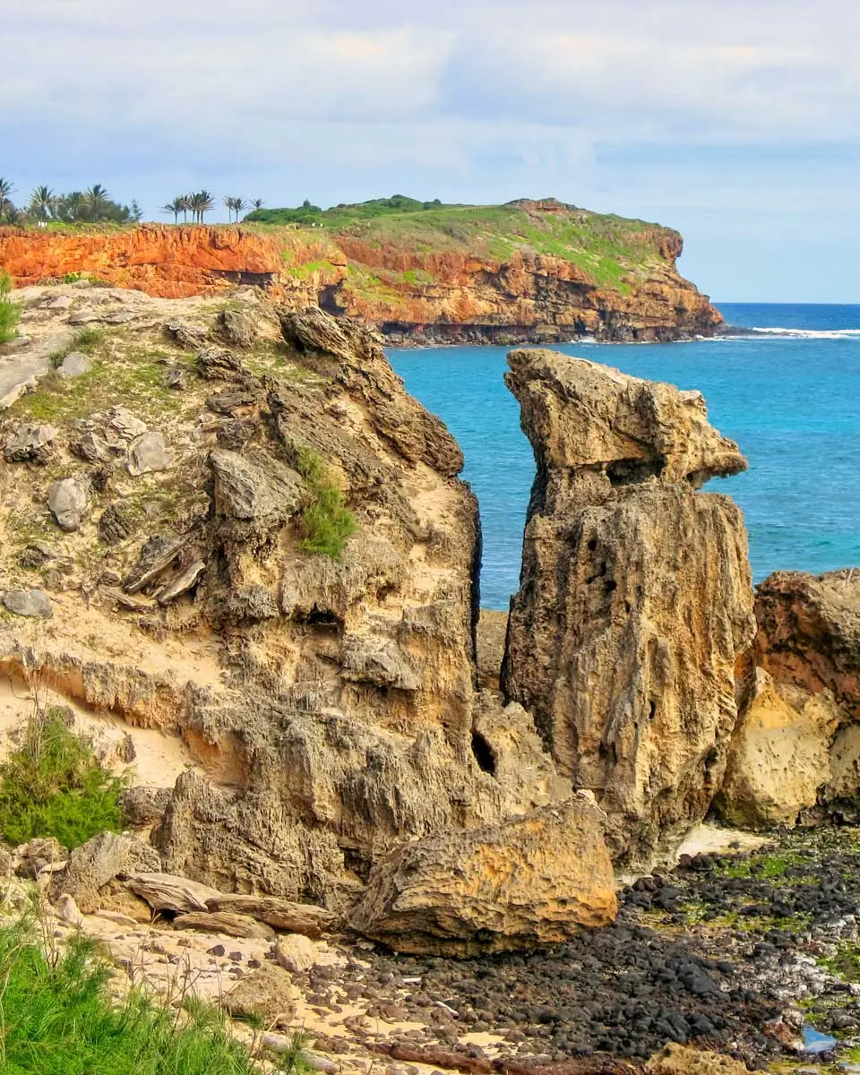 Poipu Cliffs and Ocean Views along Mahaulepu Heritage Trail, Kauai, Hawaii