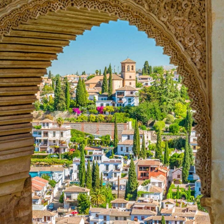 The Albaicin district in Granada as seen from the Alhambra, Spain