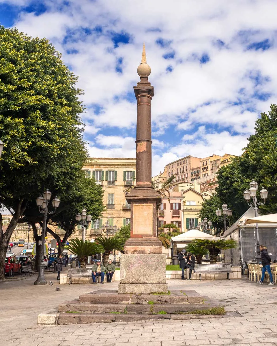 The Central Square in Stampace seen on a bike tour in Cagliari Italy