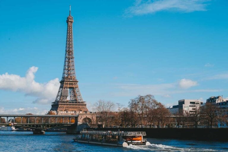 The Eiffel Tower and Seine River in Paris France