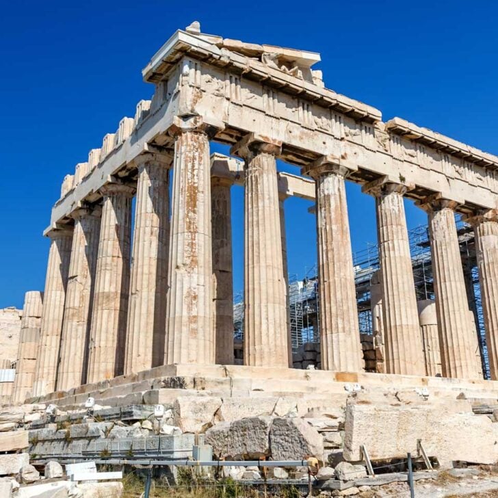 The Parthenon seen up close on a guided tour in Athens Greece