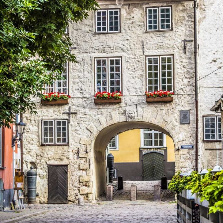 The Swedish Gate seen on a walking tour of Riga Latvia