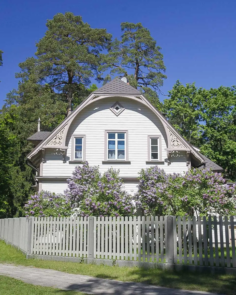 Wood house in the town of Jurmala on a tour from Riga Latvia