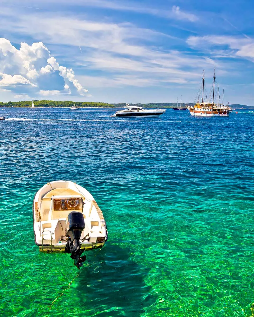 pakleni islands seen on a boat cruise tour from Hvar Croatia