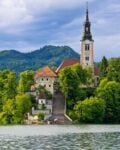 A-church-on-Lake-Bled Slovenia-seen-on-a-tour-from-Zagreb-Croatia