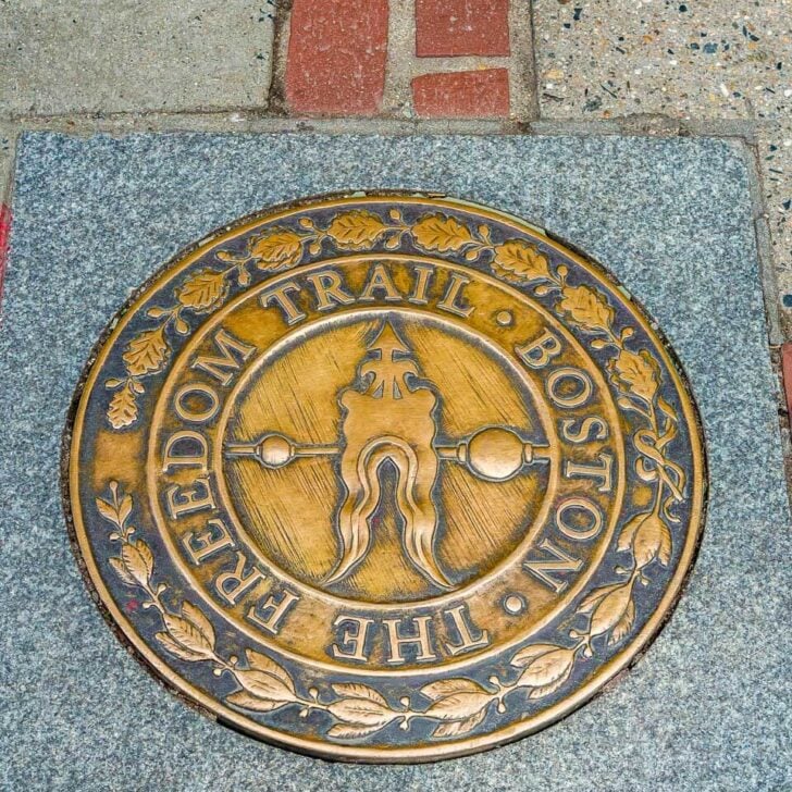 A sign for the freedom trail in Boston Massachusetts
