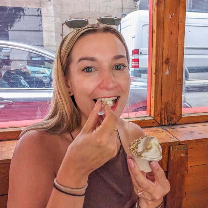 Bailey-eats-gelato-on-a-food-tour-in-Genoa-Italy