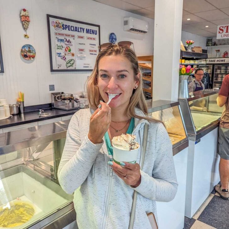 Bailey-enjoys-ice cream on a food tour in Reykjavik Iceland