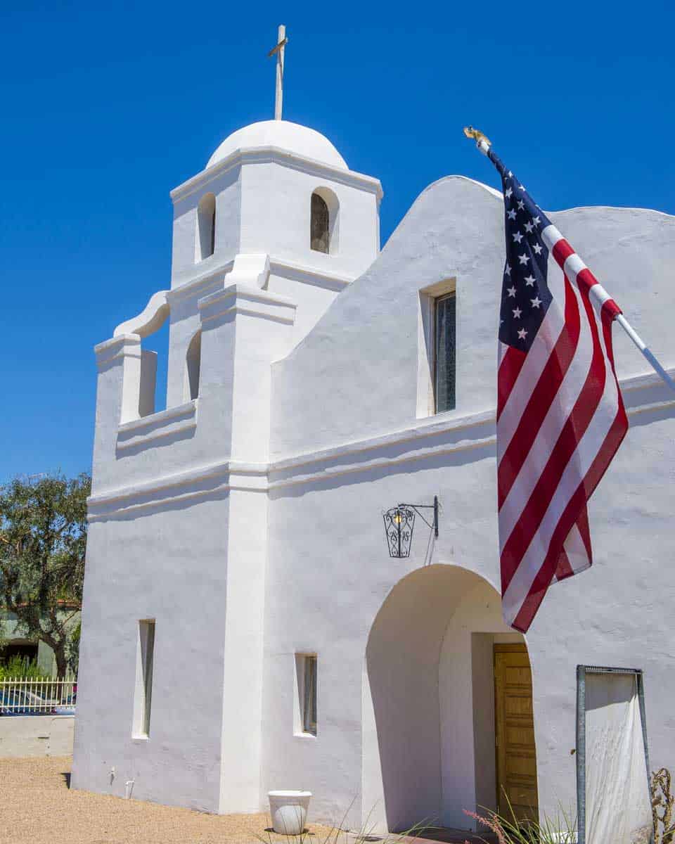 Bell tower of historic Old Adobe Mission in Scottsdale Pheonix Arizona (1)