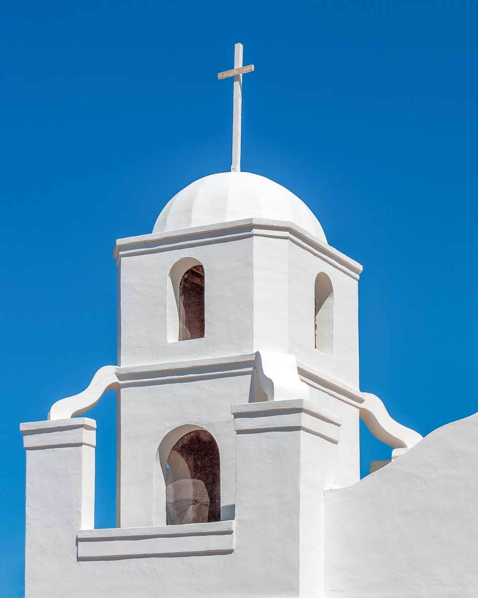 Bell tower of historic Old Adobe Mission in Scottsdale Pheonix Arizona (2)-2