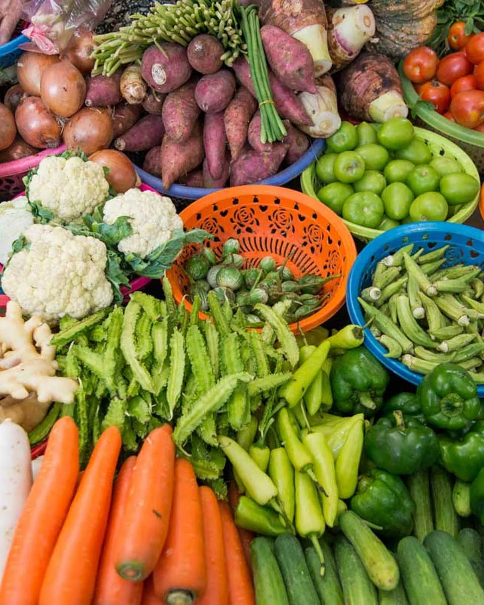 Fresh-vegtables-at the Santa Fe Farmers Market in Santa Fe New Mexico