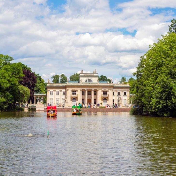 Lazienki Palace and park seen on a tour in Warsaw Poland
