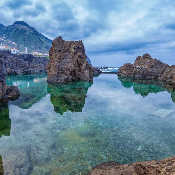Natural volcanic pools with sea water in Porto Moniz Madeira Portugal