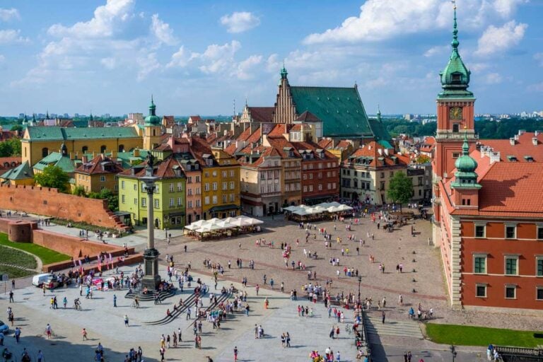 Old Town Warsaw Poland seen from the air