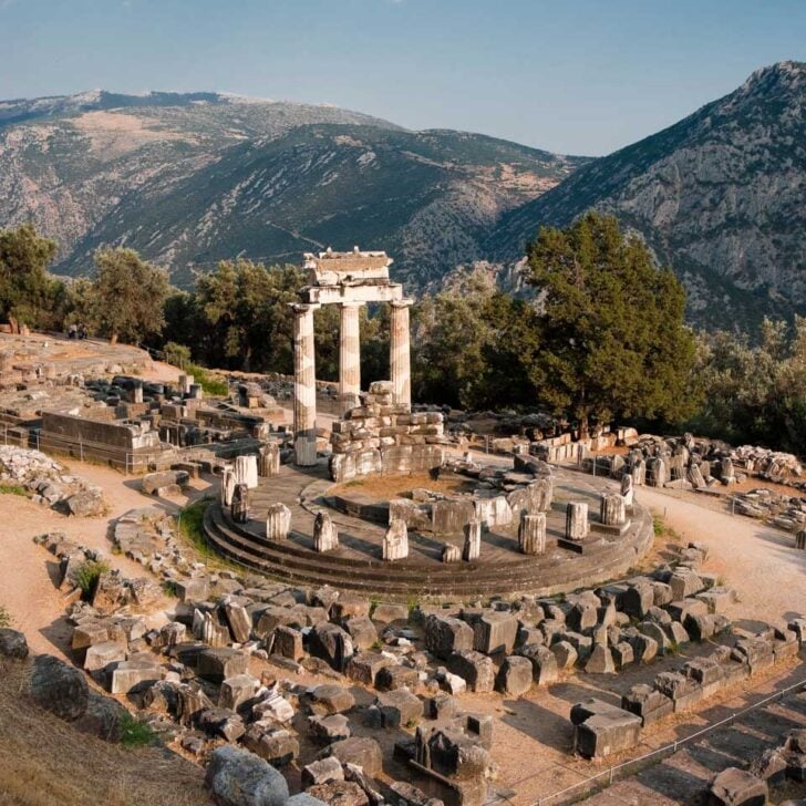 Temple of Athena in Delphi on a tour from Athens Greece
