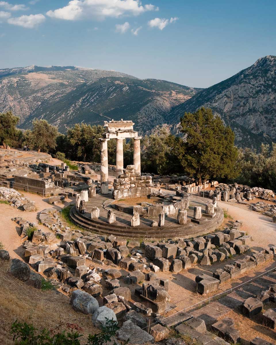 Temple of Athena in Delphi on a tour from Athens Greece