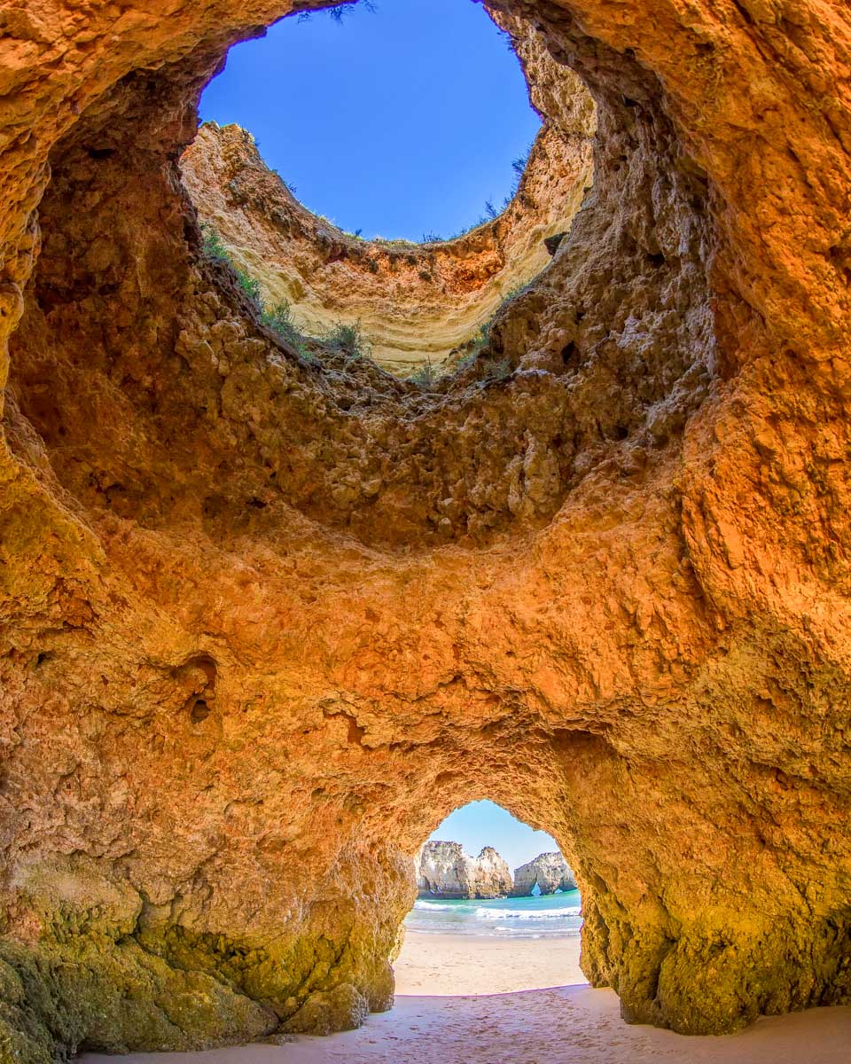 The Benagil Caves seen on a dolphin watching tour from Albufeira Portugal