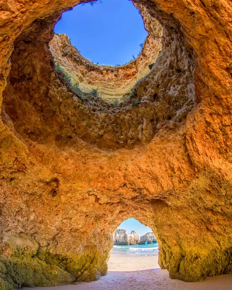 The Benagil Caves seen on a dolphin watching tour from Albufeira Portugal