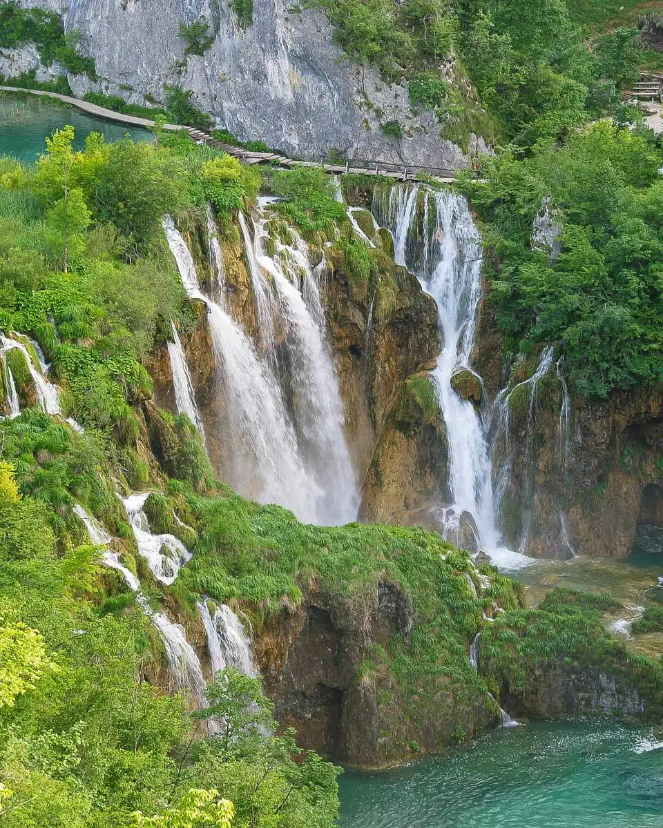 The Great Waterfall in plitvice lakes national park seen on a tour from Zagreb Croatia