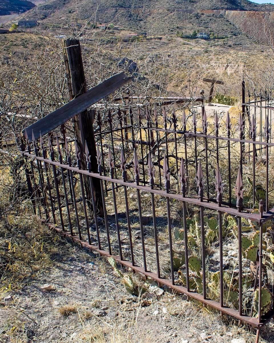 The Jerome Cemetery seen on a ghost tour from Sedona Arizona