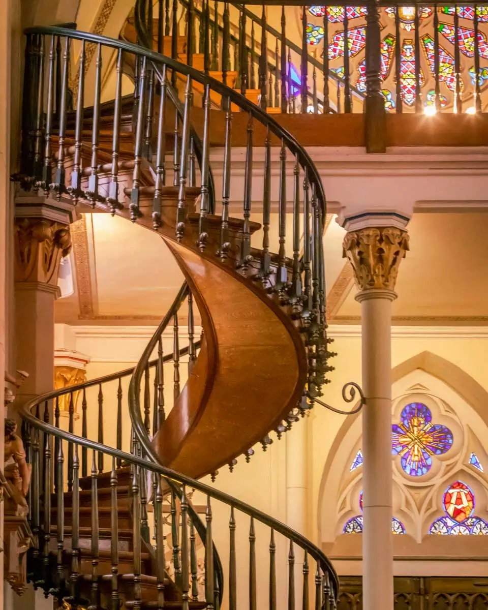 The Loretto Chapel staircase seen in Santa Fe New Mexico