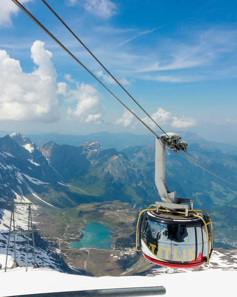 The Mt Titlis cable car seen on a tour from Lucerne Switzerland