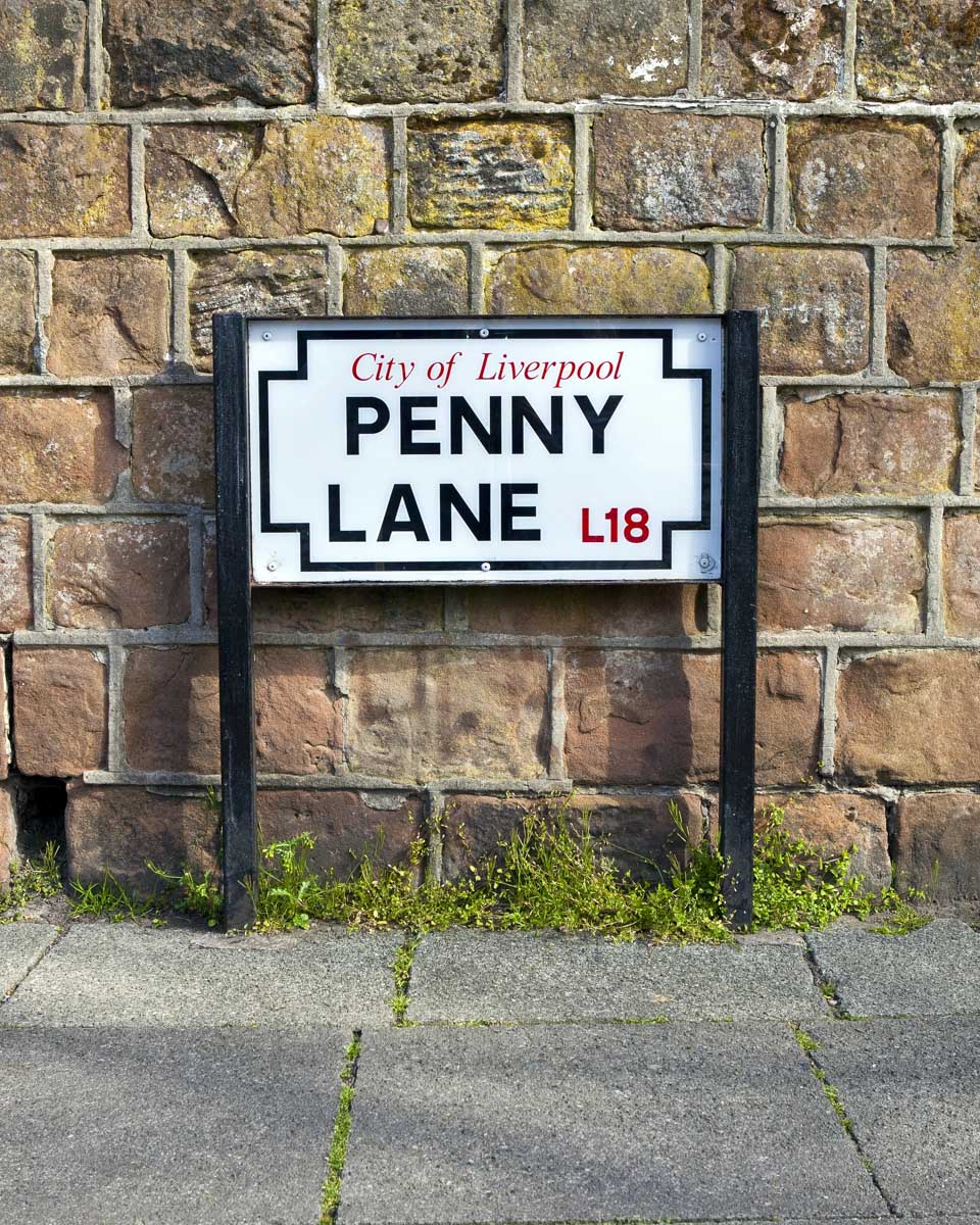 The Penny Lane street sign seen on a tour in Liverpool UK
