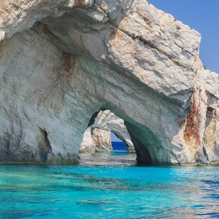 The blue caves in zakynthos Greece