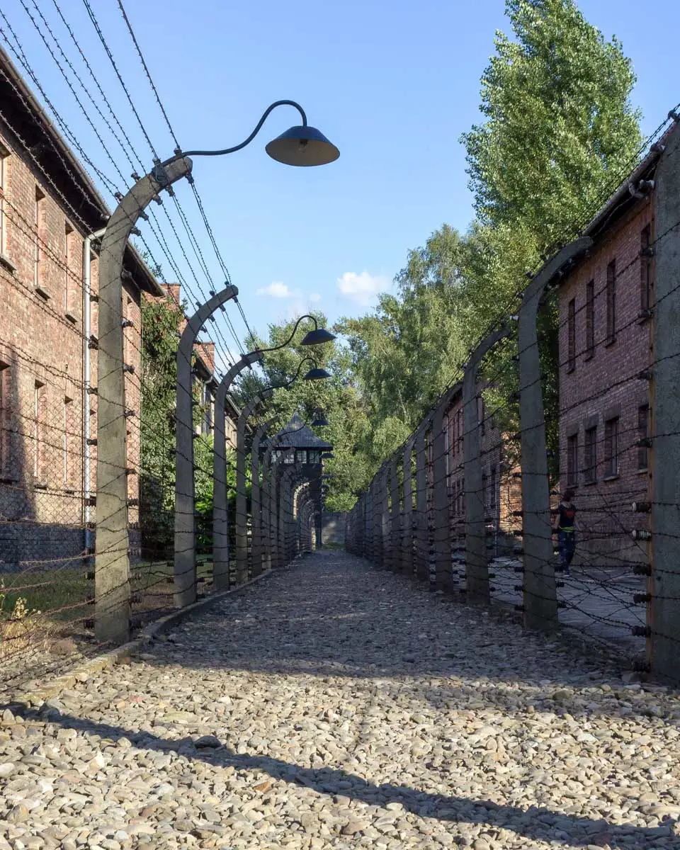 The-walk-into-Auschwitz-on-a-tour-to-Krakow-Poland from Warsaw
