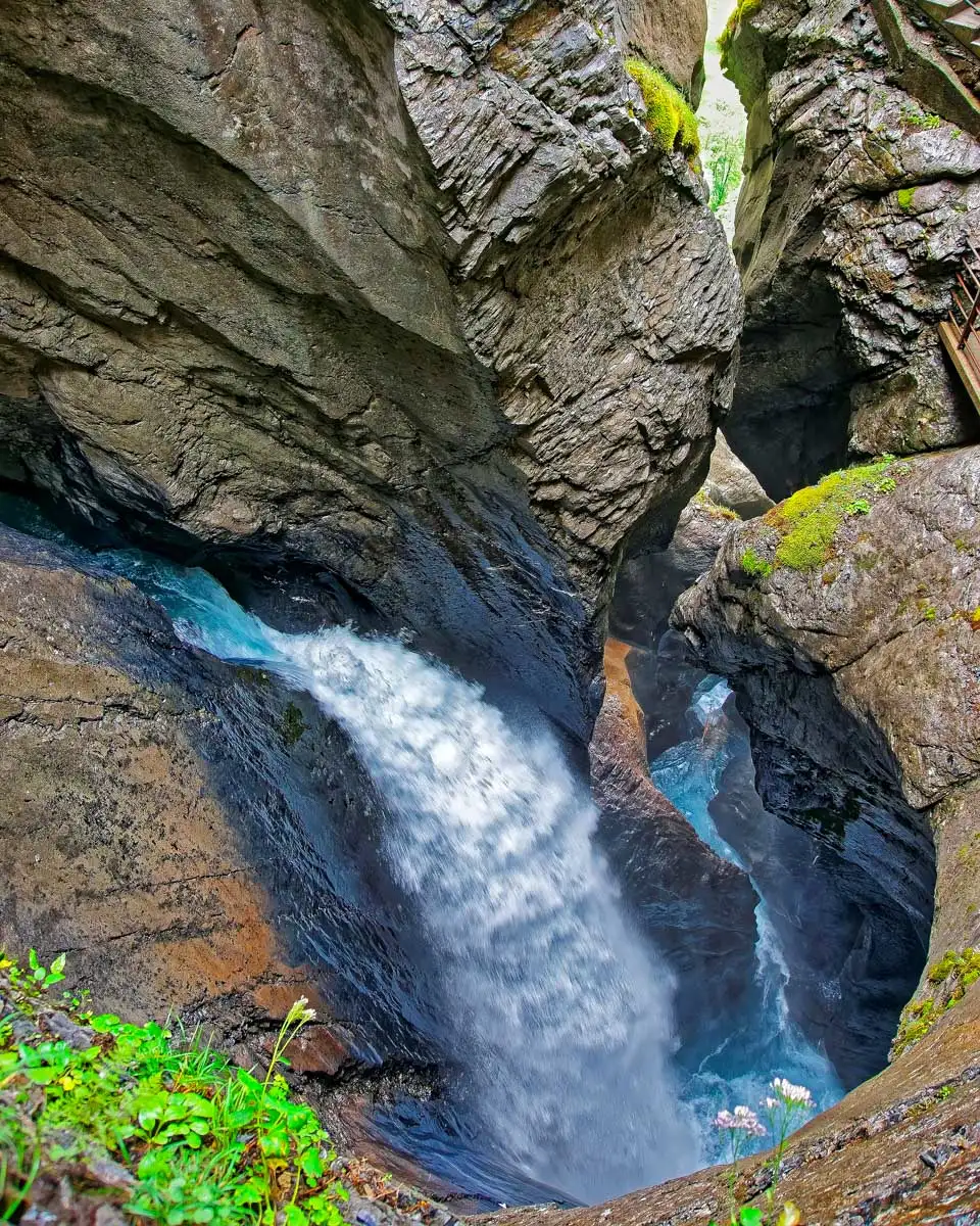 Trummelbach falls seen on a tour from Lucerne Switzerland