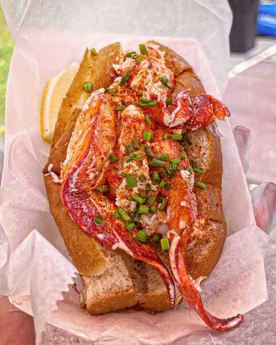 A lobster roll eaten on a food tour of Portland Maine