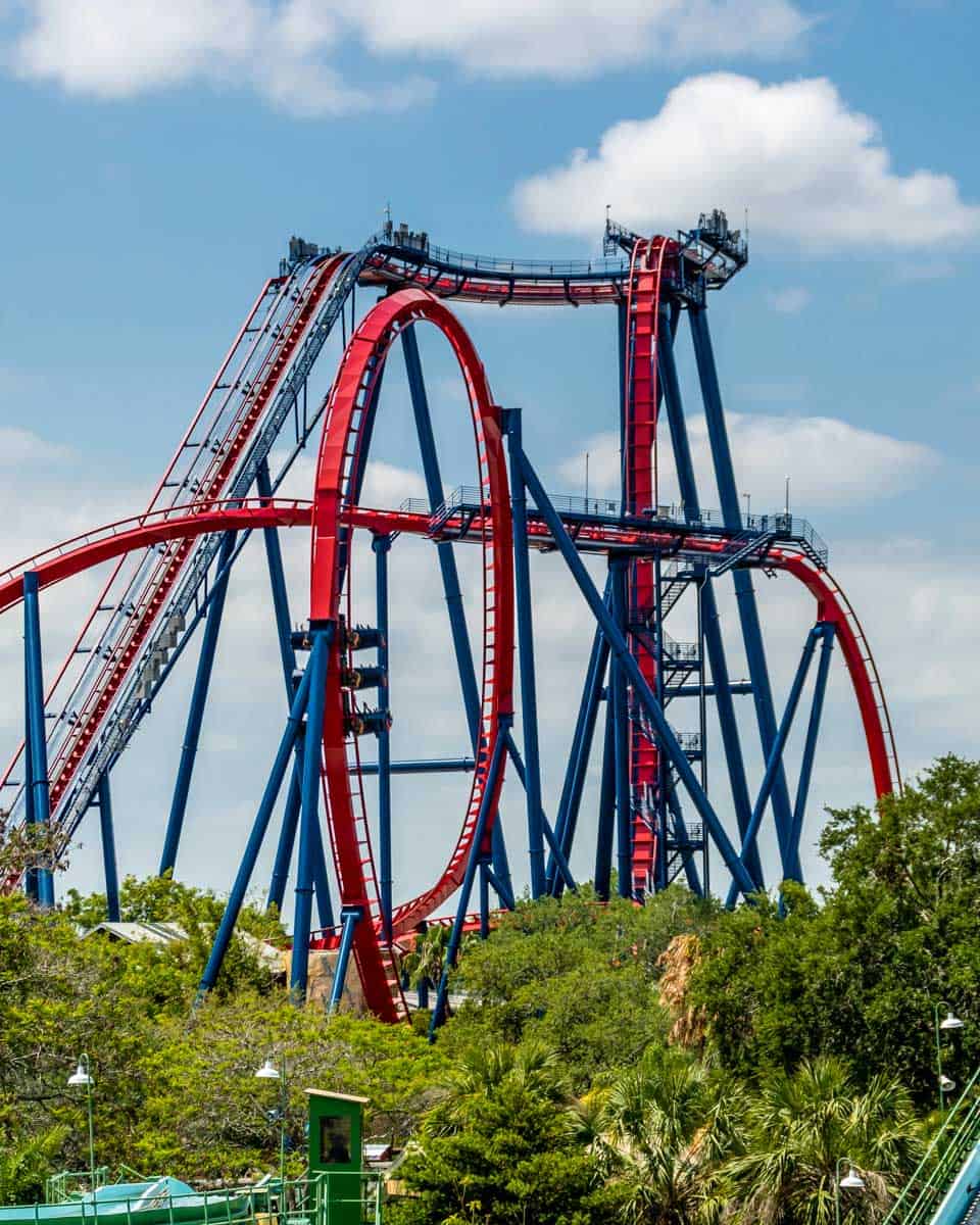 A roller coaster at Busch Gardens Tampa Bay near Tampa Florida