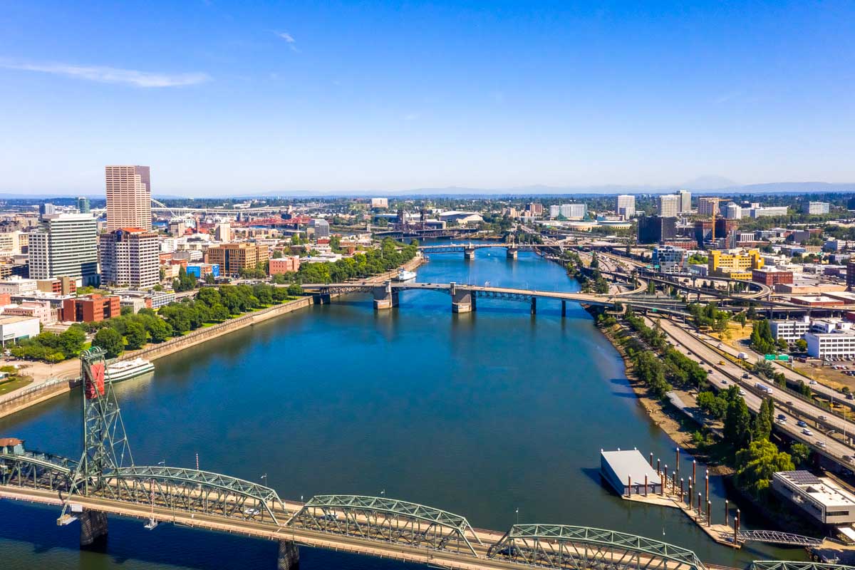Aerial view of Downtown Portland Oregon